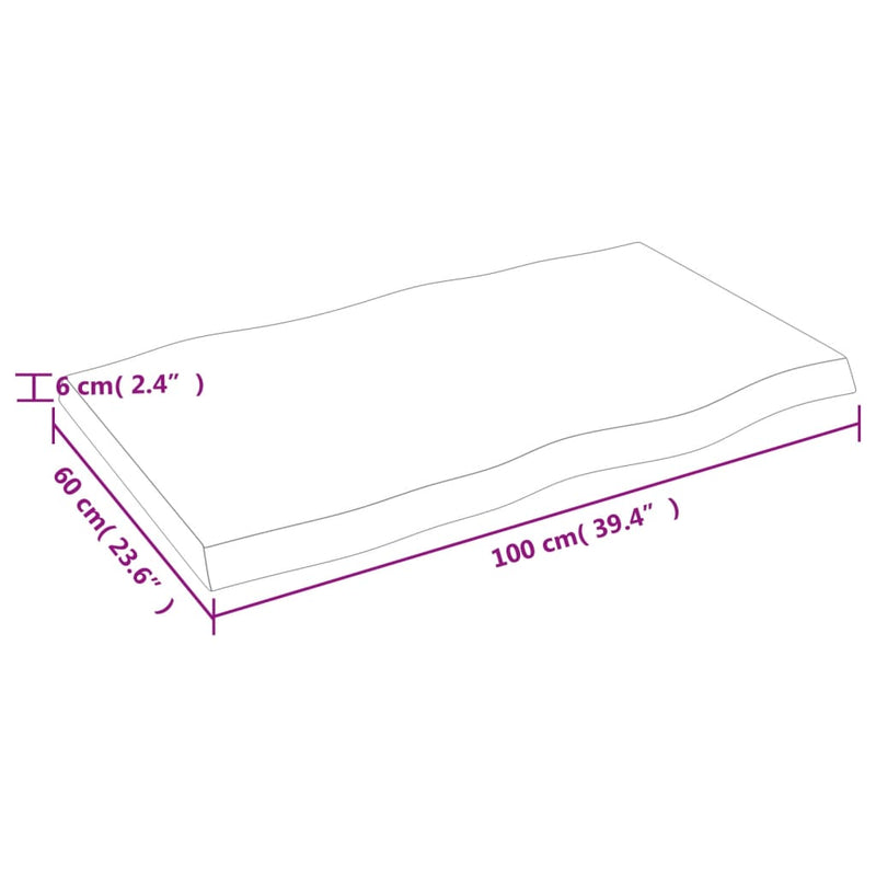 vidaXL sötétbarna kezelt tömör asztallap 100x60x(2-6) cm