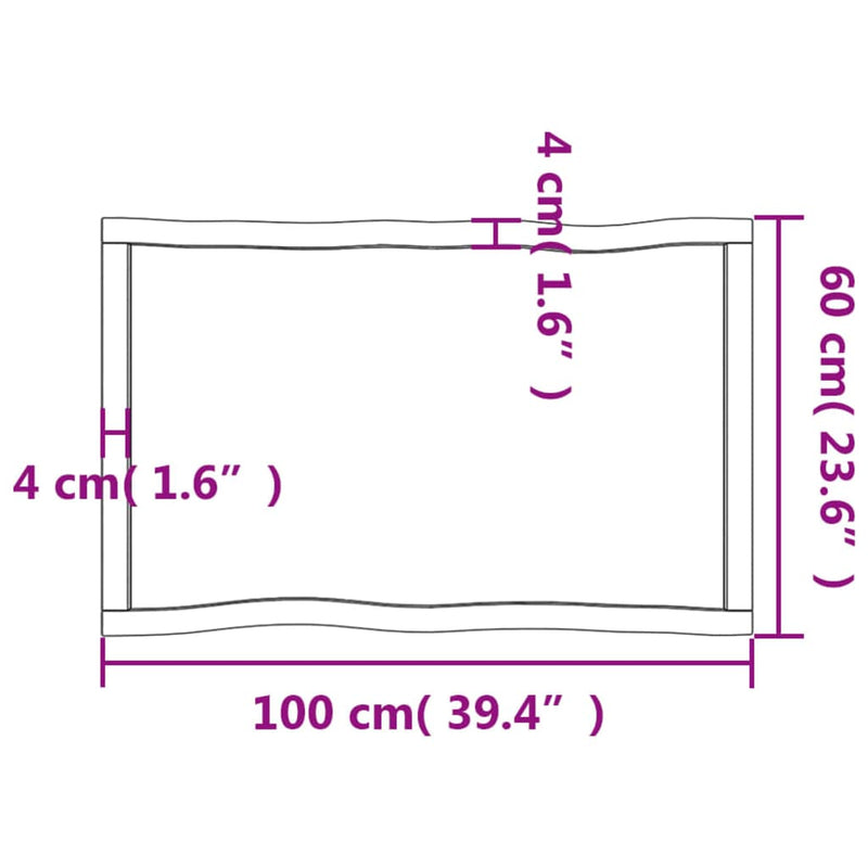 vidaXL sötétbarna kezelt tömör asztallap 100x60x(2-6) cm