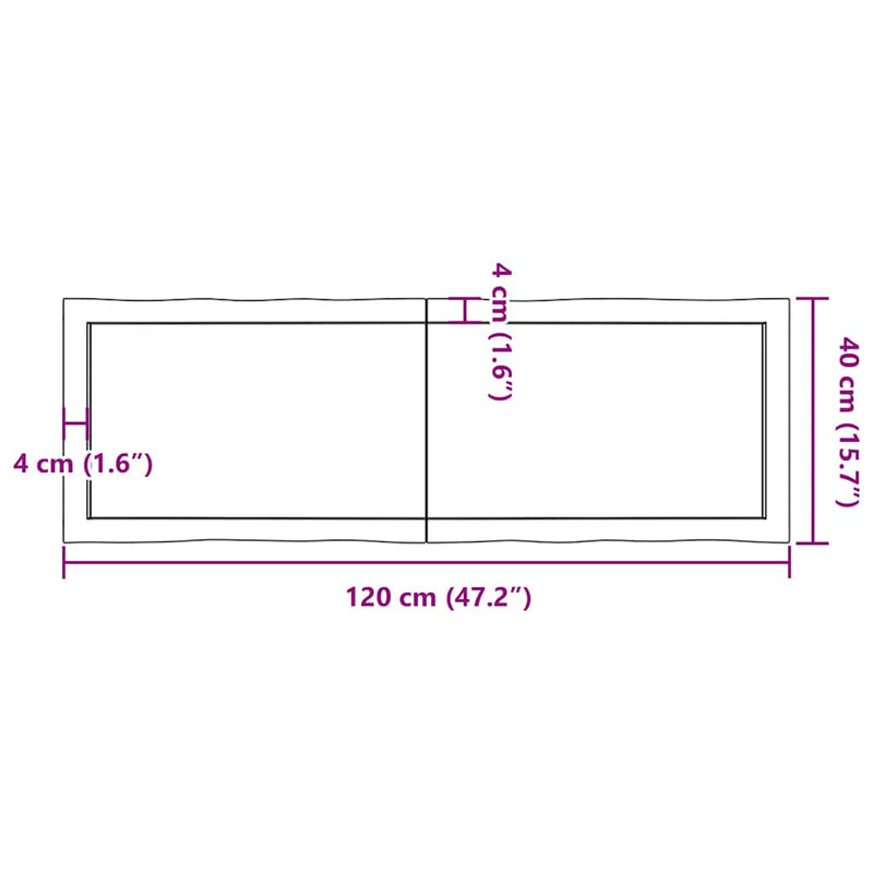 vidaXL sötétbarna kezelt tömör asztallap 120x40x(2-6) cm