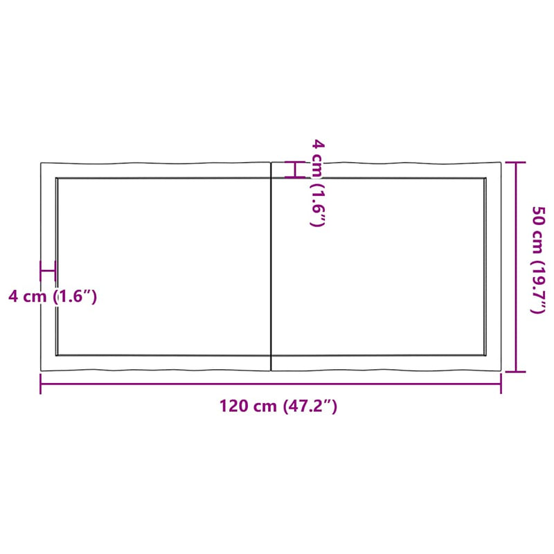 vidaXL sötétbarna kezelt tömör asztallap 120x50x(2-4) cm