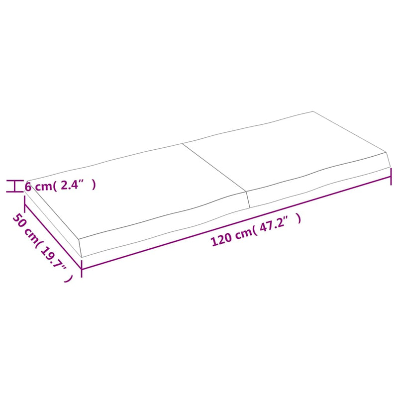vidaXL sötétbarna kezelt tömör asztallap 120x50x(2-6) cm