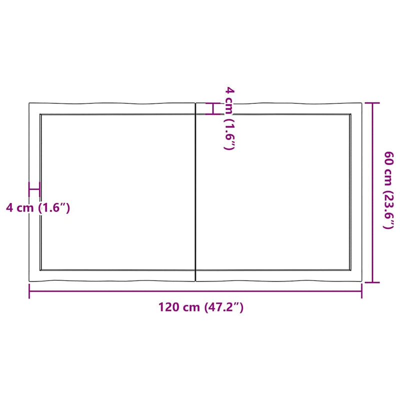 vidaXL sötétbarna kezelt tömör asztallap 120x60x(2-6) cm