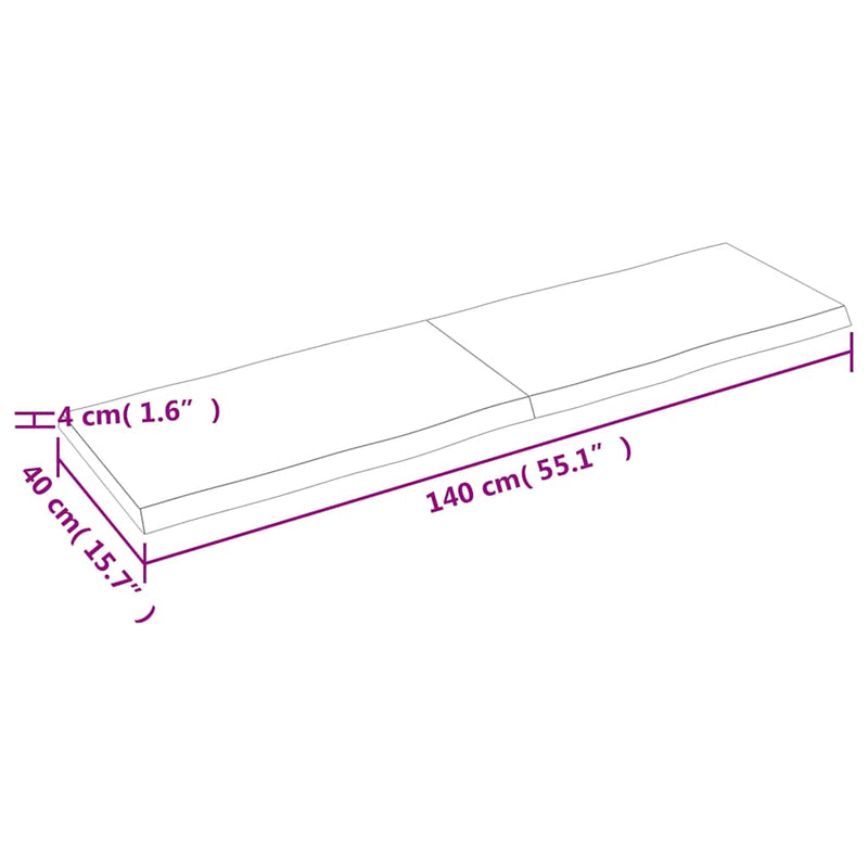 vidaXL sötétbarna kezelt tömör asztallap 140x40x(2-4) cm