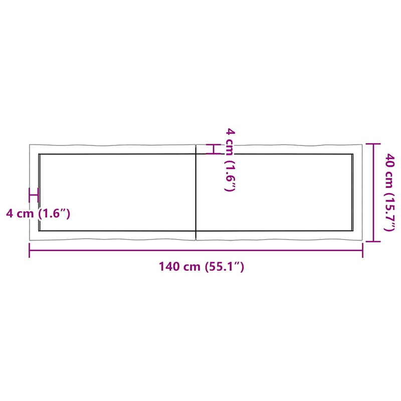 vidaXL sötétbarna kezelt tömör asztallap 140x40x(2-4) cm