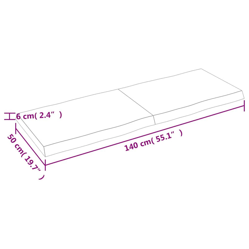 vidaXL sötétbarna kezelt tömör asztallap 140x50x(2-6) cm