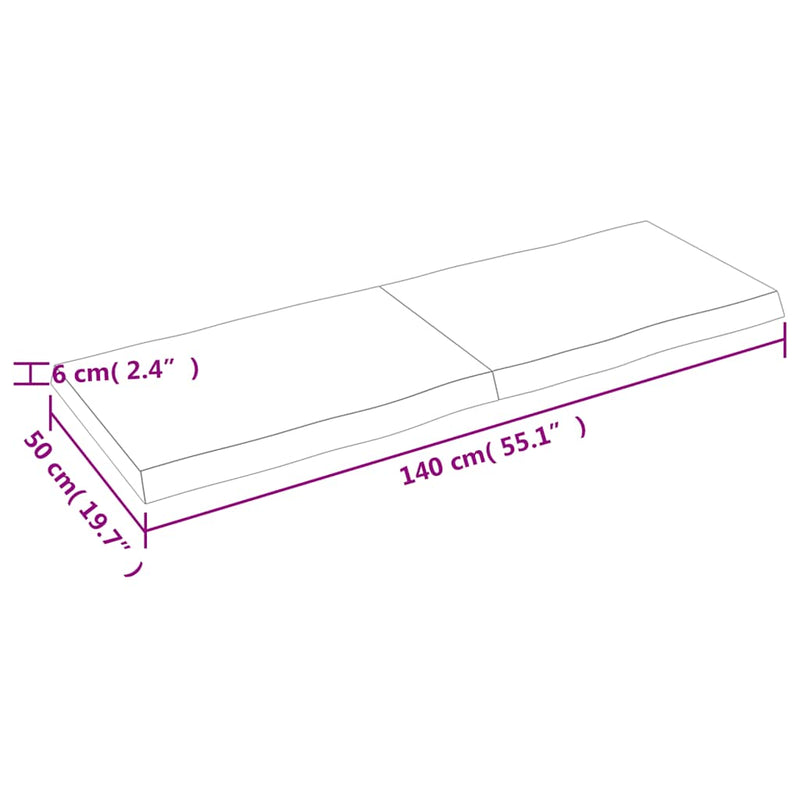 vidaXL sötétbarna kezelt tömör asztallap 140x50x(2-6) cm