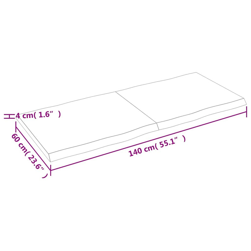 vidaXL sötétbarna kezelt tömör asztallap 140x60x(2-4) cm