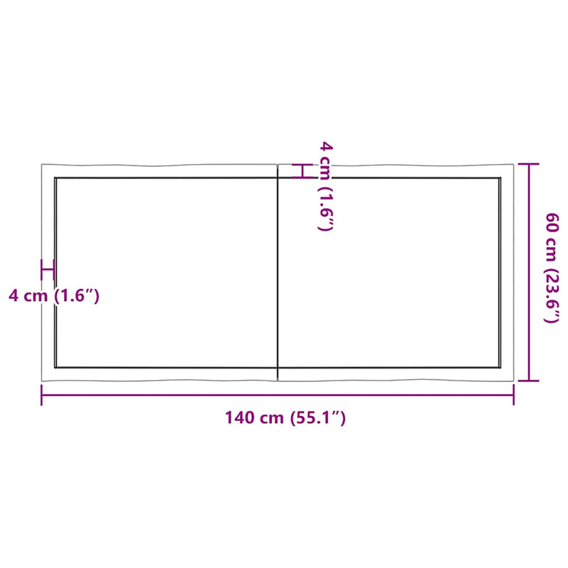 vidaXL sötétbarna kezelt tömör asztallap 140x60x(2-4) cm