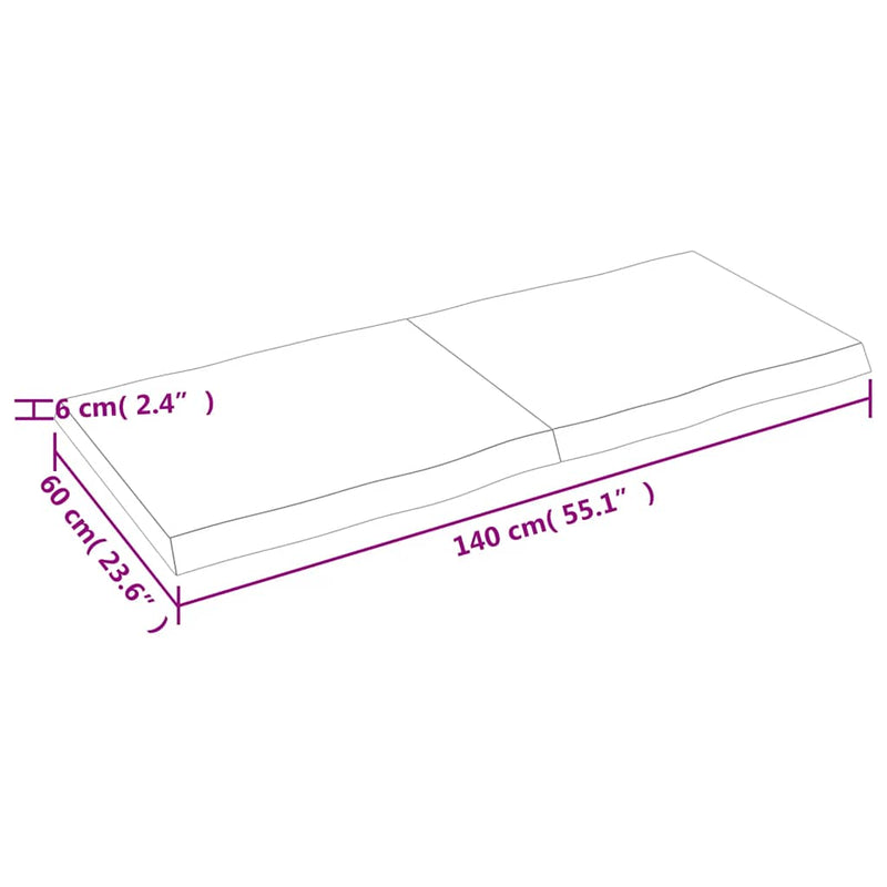 vidaXL sötétbarna kezelt tömör asztallap 140x60x(2-6) cm
