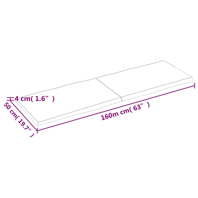 vidaXL sötétbarna kezelt tömör asztallap 160x50x(2-4) cm