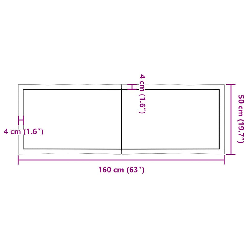 vidaXL sötétbarna kezelt tömör asztallap 160x50x(2-4) cm