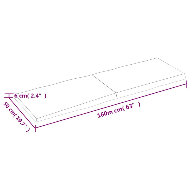 vidaXL sötétbarna kezelt tömör asztallap 160x50x(2-6) cm