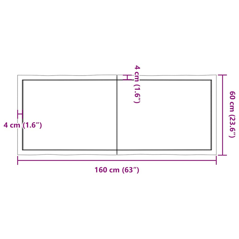 vidaXL sötétbarna kezelt tömör asztallap 160x60x(2-6) cm