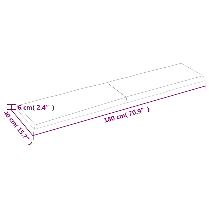 vidaXL sötétbarna kezelt tömör asztallap 180x40x(2-6) cm