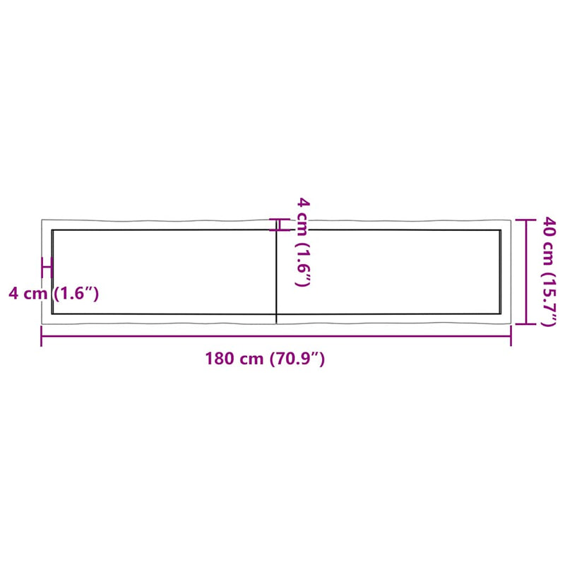vidaXL sötétbarna kezelt tömör asztallap 180x40x(2-6) cm