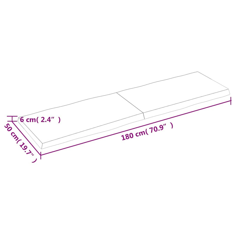 vidaXL sötétbarna kezelt tömör asztallap 180x50x(2-6) cm