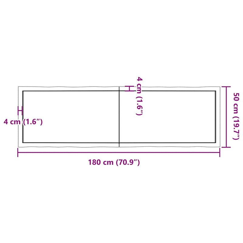 vidaXL sötétbarna kezelt tömör asztallap 180x50x(2-6) cm
