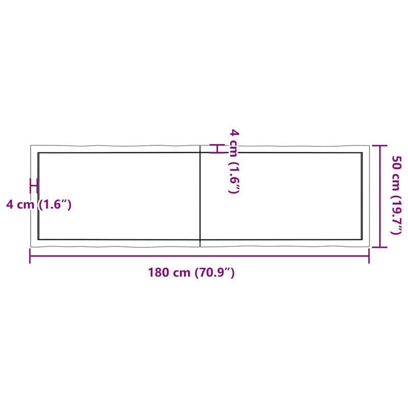 vidaXL sötétbarna kezelt tömör asztallap 180x50x(2-6) cm