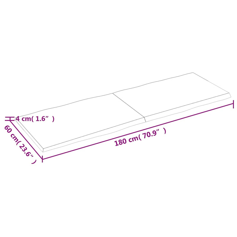 vidaXL sötétbarna kezelt tömör asztallap 180x60x(2-4) cm