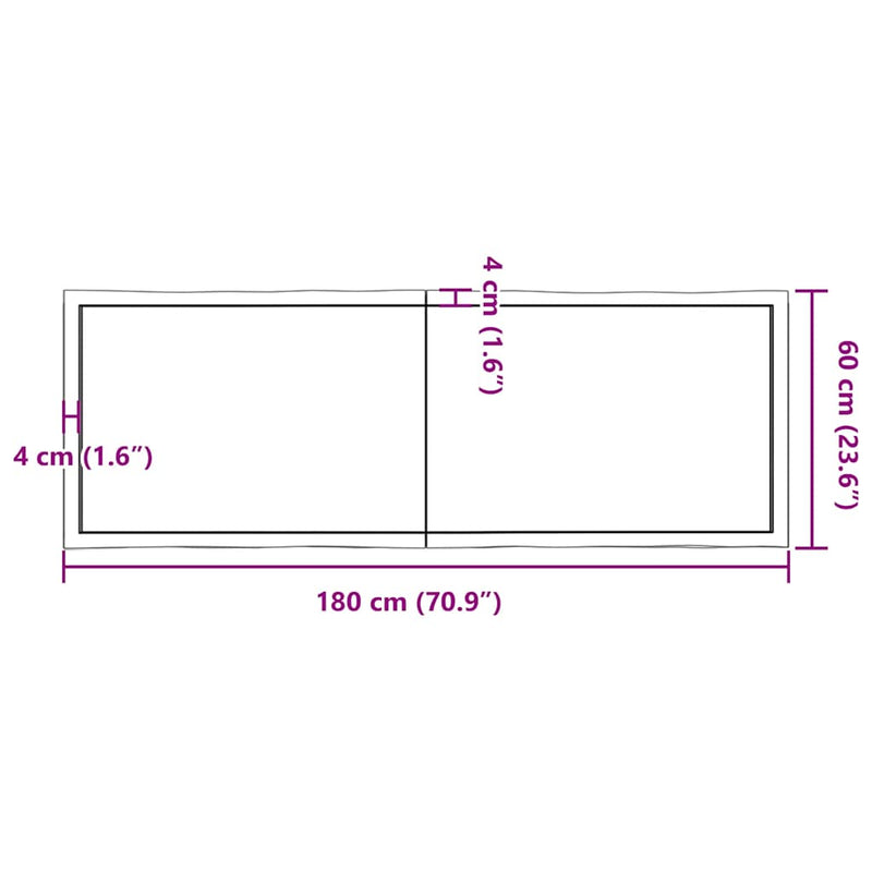 vidaXL sötétbarna kezelt tömör asztallap 180x60x(2-4) cm