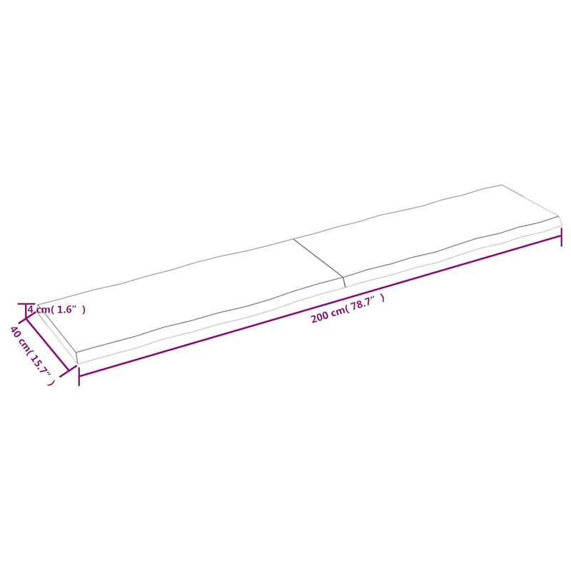 vidaXL sötétbarna kezelt tömör asztallap 200x40x(2-4) cm