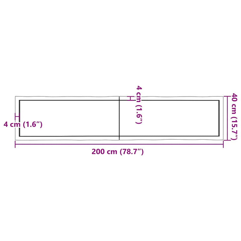 vidaXL sötétbarna kezelt tömör asztallap 200x40x(2-4) cm