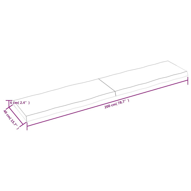 vidaXL sötétbarna kezelt tömör asztallap 200x40x(2-6) cm