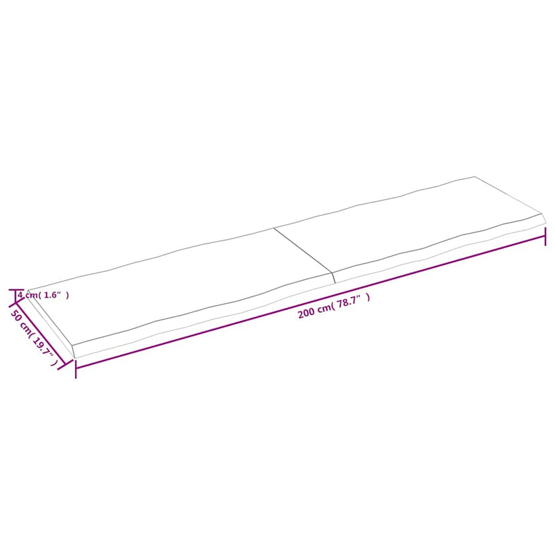 vidaXL sötétbarna kezelt tömör asztallap 200x50x(2-4) cm