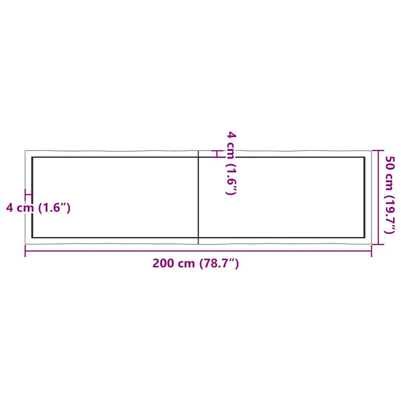 vidaXL sötétbarna kezelt tömör asztallap 200x50x(2-4) cm