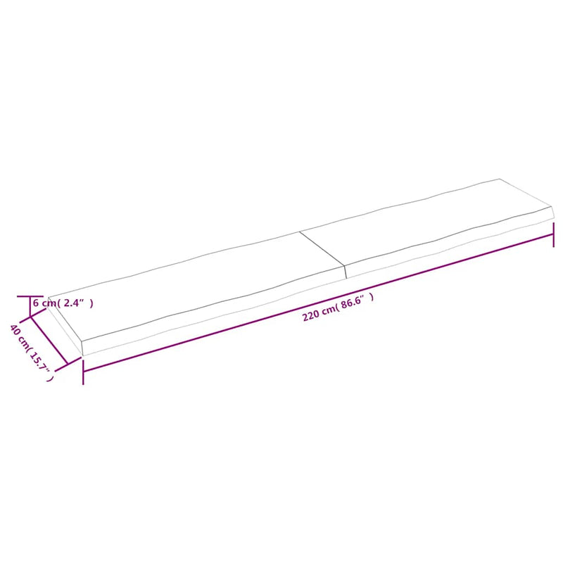 vidaXL sötétbarna kezelt tömör asztallap 220x40x(2-6) cm