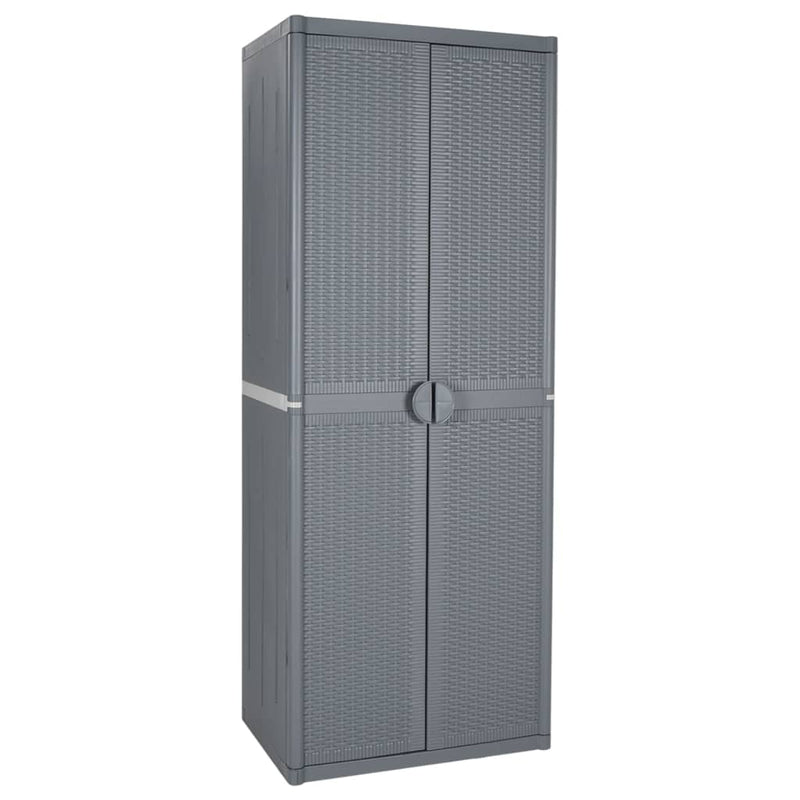 vidaXL szürke PP rattan kerti tárolószekrény 65 x 45 x 172 cm