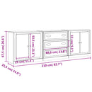 vidaXL 3 db fehér szerelt fa tálalószekrény