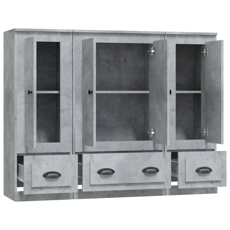 vidaXL 3 db betonszürke szerelt fa magasszekrény