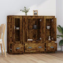 vidaXL 3 db füstös tölgy színű szerelt fa magasszekrény