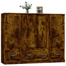 vidaXL 3 db füstös tölgy színű szerelt fa magasszekrény