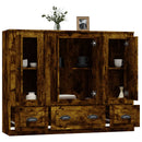 vidaXL 3 db füstös tölgy színű szerelt fa magasszekrény