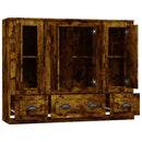 vidaXL 3 db füstös tölgy színű szerelt fa magasszekrény