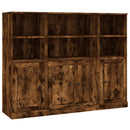 vidaXL 3 db füstös tölgy színű szerelt fa magasszekrény