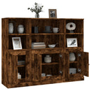 vidaXL 3 db füstös tölgy színű szerelt fa magasszekrény