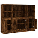 vidaXL 3 db füstös tölgy színű szerelt fa magasszekrény