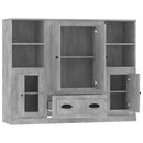 vidaXL 3 db betonszürke szerelt fa magasszekrény