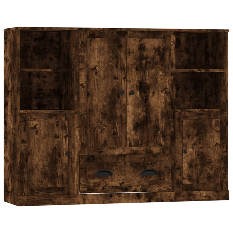 vidaXL 3 db füstös tölgy színű szerelt fa magasszekrény