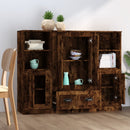 vidaXL 3 db füstös tölgy színű szerelt fa magasszekrény