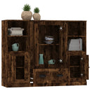 vidaXL 3 db füstös tölgy színű szerelt fa magasszekrény