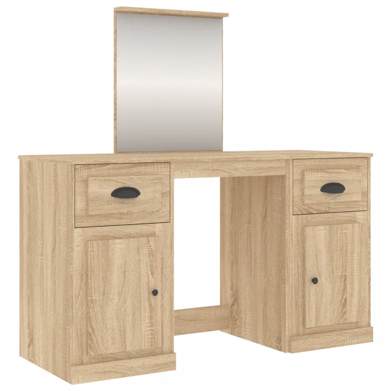 vidaXL sonoma tölgy színű fésülködőasztal tükörrel 130 x 50 x 132,5 cm