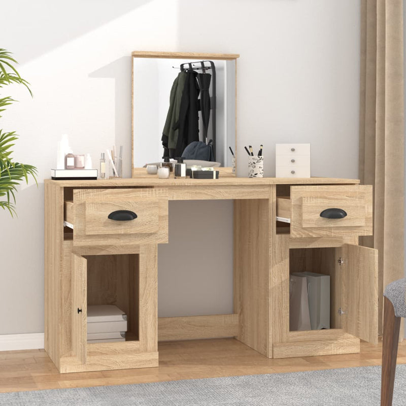 vidaXL sonoma tölgy színű fésülködőasztal tükörrel 130 x 50 x 132,5 cm