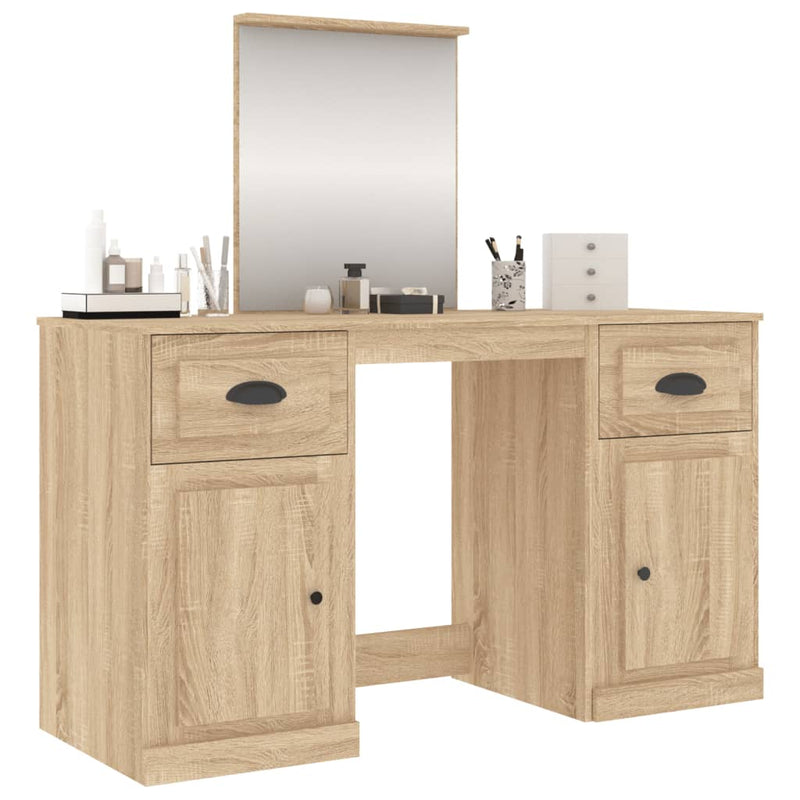 vidaXL sonoma tölgy színű fésülködőasztal tükörrel 130 x 50 x 132,5 cm