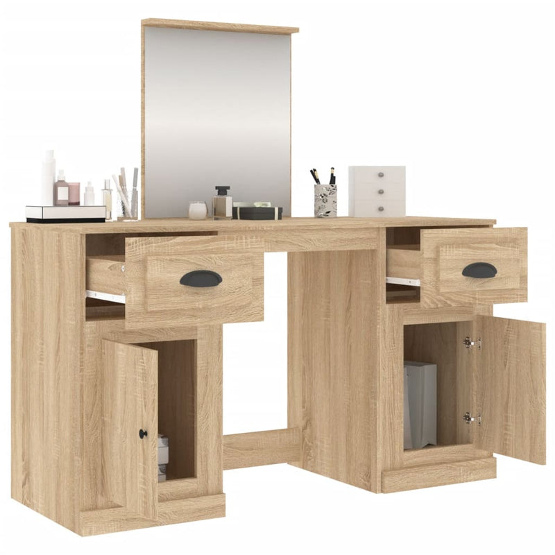 vidaXL sonoma tölgy színű fésülködőasztal tükörrel 130 x 50 x 132,5 cm
