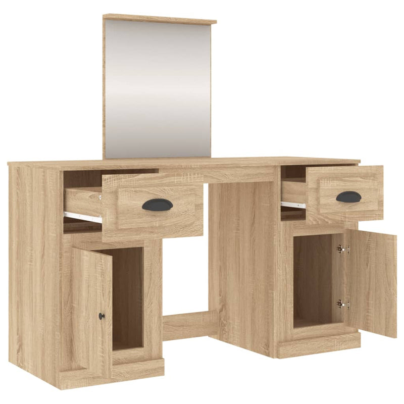 vidaXL sonoma tölgy színű fésülködőasztal tükörrel 130 x 50 x 132,5 cm