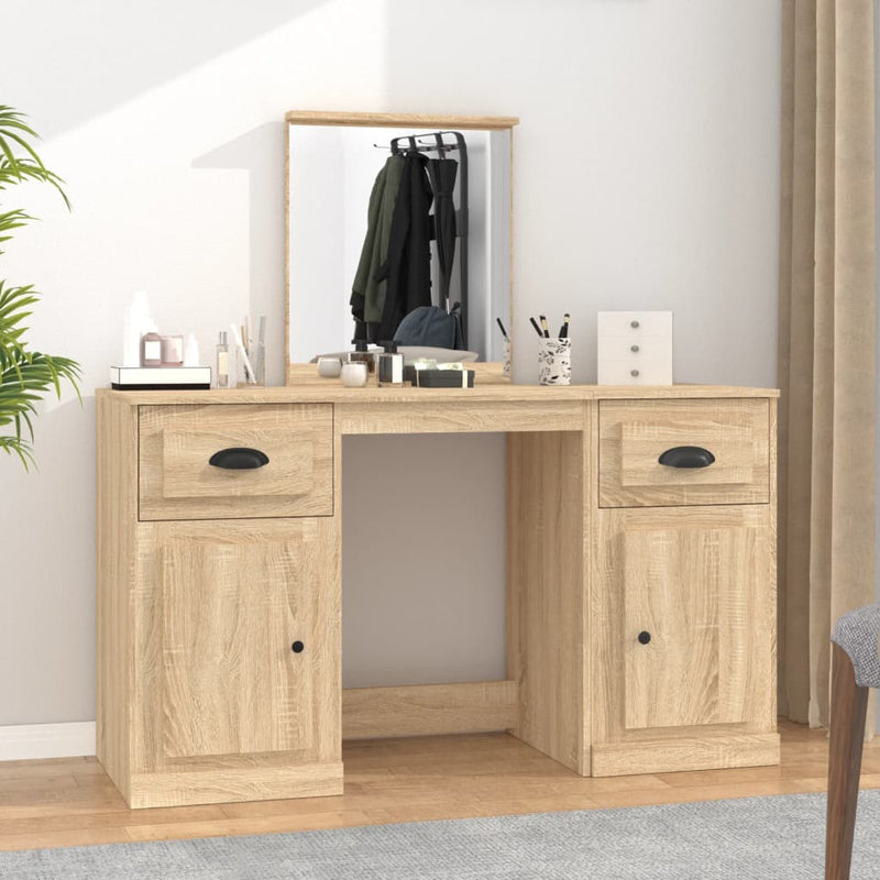 vidaXL sonoma tölgy színű fésülködőasztal tükörrel 130 x 50 x 132,5 cm